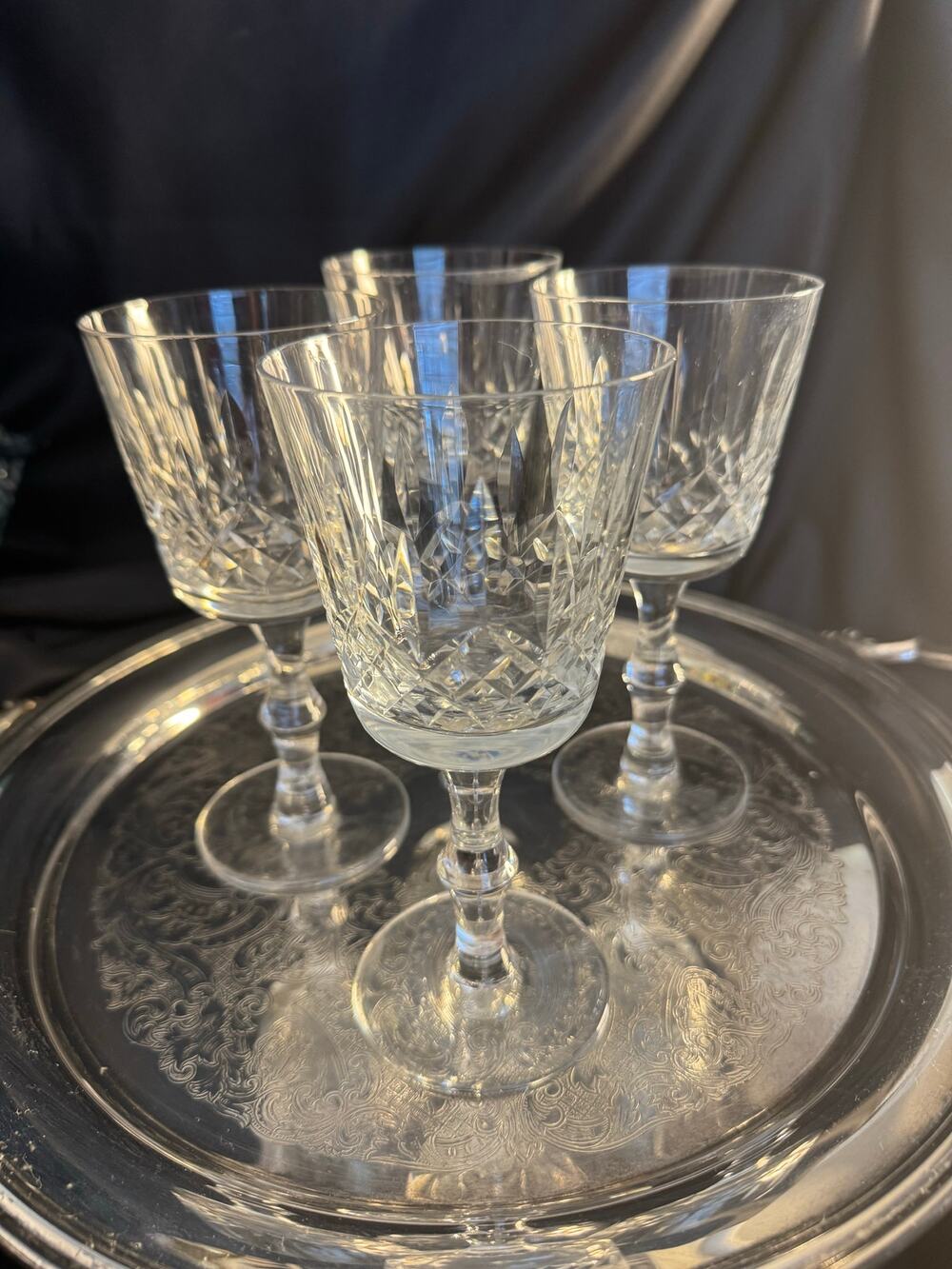 Set of 4 Crystal Wine Glasses Unbranded